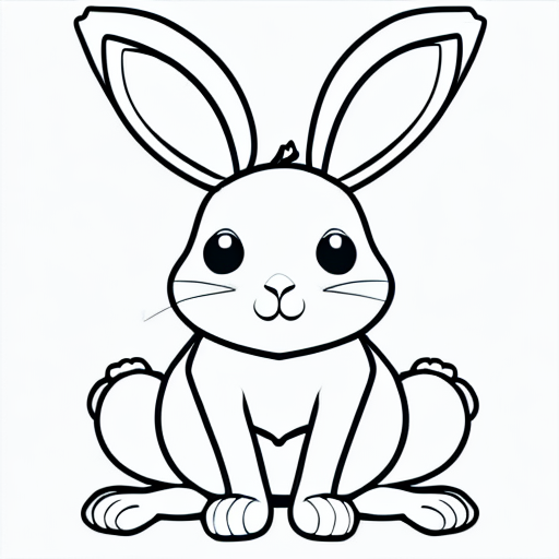Hasdx generation from the prompt: b/w outline art for kids coloring book page, rabbit, Kids coloring pages, full white, kids style, white background, whole body, Sketch style, full body (((((white background))))), only use outline. , cartoon style, line art, coloring book, clean line art, white background, Sketch style